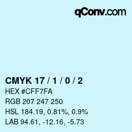 カラーコード: CMYK 17 / 1 / 0 / 2 | qconv.com