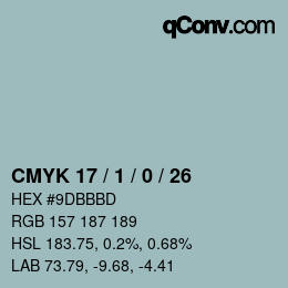 Color code: CMYK 17 / 1 / 0 / 26 | qconv.com