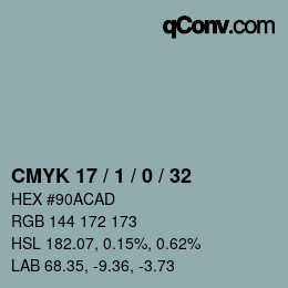 颜色代码: CMYK 17 / 1 / 0 / 32 | qconv.com