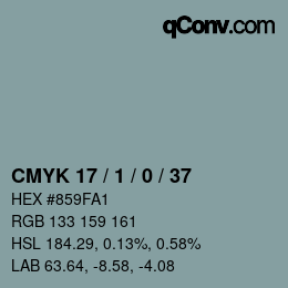 Color code: CMYK 17 / 1 / 0 / 37 | qconv.com