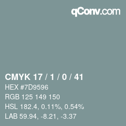 カラーコード: CMYK 17 / 1 / 0 / 41 | qconv.com