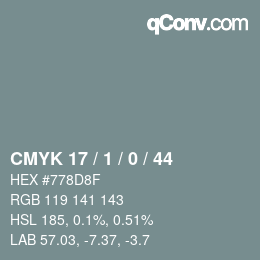Farbcode: CMYK 17 / 1 / 0 / 44 | qconv.com