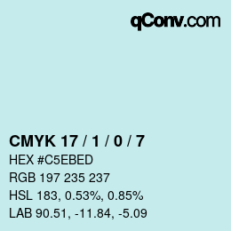 カラーコード: CMYK 17 / 1 / 0 / 7 | qconv.com