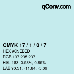 カラーコード: CMYK 17 / 1 / 0 / 7 | qconv.com