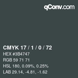 Color code: CMYK 17 / 1 / 0 / 72 | qconv.com