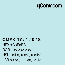 Farbcode: CMYK 17 / 1 / 0 / 8 | qconv.com