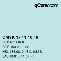 カラーコード: CMYK 17 / 1 / 0 / 9 | qconv.com