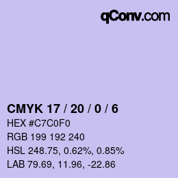Código de color: CMYK 17 / 20 / 0 / 6 | qconv.com