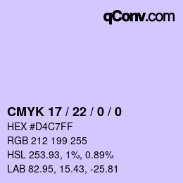 カラーコード: CMYK 17 / 22 / 0 / 0 | qconv.com