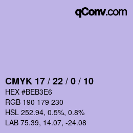 颜色代码: CMYK 17 / 22 / 0 / 10 | qconv.com