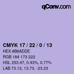 颜色代码: CMYK 17 / 22 / 0 / 13 | qconv.com
