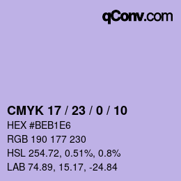 Color code: CMYK 17 / 23 / 0 / 10 | qconv.com