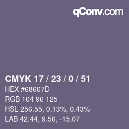 颜色代码: CMYK 17 / 23 / 0 / 51 | qconv.com
