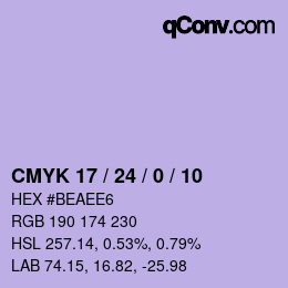 カラーコード: CMYK 17 / 24 / 0 / 10 | qconv.com