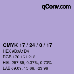 颜色代码: CMYK 17 / 24 / 0 / 17 | qconv.com