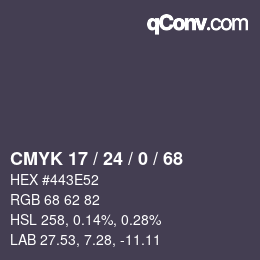 カラーコード: CMYK 17 / 24 / 0 / 68 | qconv.com