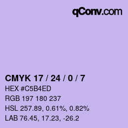 カラーコード: CMYK 17 / 24 / 0 / 7 | qconv.com