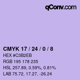 カラーコード: CMYK 17 / 24 / 0 / 8 | qconv.com