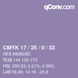 Color code: CMYK 17 / 25 / 0 / 32 | qconv.com