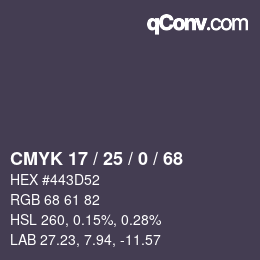 カラーコード: CMYK 17 / 25 / 0 / 68 | qconv.com