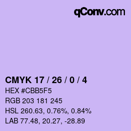 Color code: CMYK 17 / 26 / 0 / 4 | qconv.com