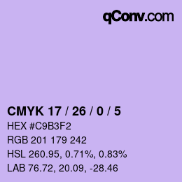 Código de color: CMYK 17 / 26 / 0 / 5 | qconv.com