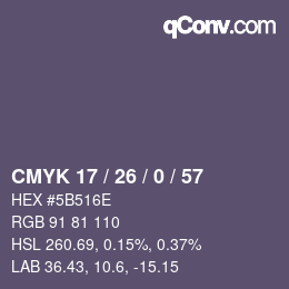 颜色代码: CMYK 17 / 26 / 0 / 57 | qconv.com