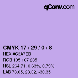 Color code: CMYK 17 / 29 / 0 / 8 | qconv.com