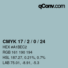 カラーコード: CMYK 17 / 2 / 0 / 24 | qconv.com