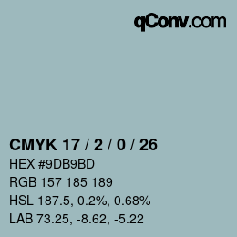 カラーコード: CMYK 17 / 2 / 0 / 26 | qconv.com