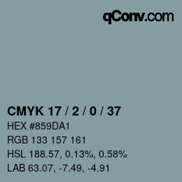 Farbcode: CMYK 17 / 2 / 0 / 37 | qconv.com
