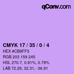 颜色代码: CMYK 17 / 35 / 0 / 4 | qconv.com
