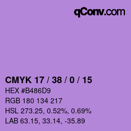 Farbcode: CMYK 17 / 38 / 0 / 15 | qconv.com