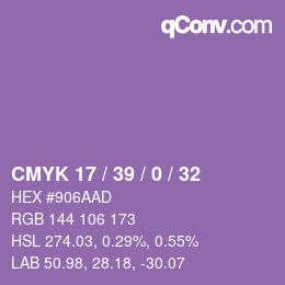 カラーコード: CMYK 17 / 39 / 0 / 32 | qconv.com