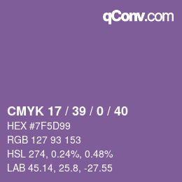 カラーコード: CMYK 17 / 39 / 0 / 40 | qconv.com