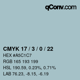 Code couleur: CMYK 17 / 3 / 0 / 22 | qconv.com
