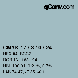 カラーコード: CMYK 17 / 3 / 0 / 24 | qconv.com