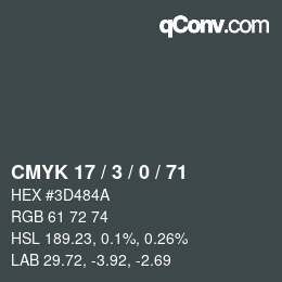 Código de color: CMYK 17 / 3 / 0 / 71 | qconv.com