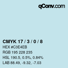 颜色代码: CMYK 17 / 3 / 0 / 8 | qconv.com