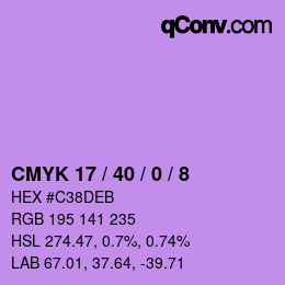 Color code: CMYK 17 / 40 / 0 / 8 | qconv.com