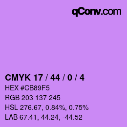 Color code: CMYK 17 / 44 / 0 / 4 | qconv.com