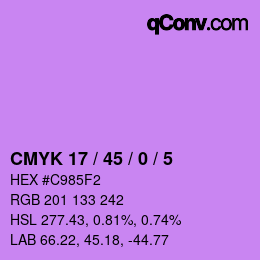 Color code: CMYK 17 / 45 / 0 / 5 | qconv.com