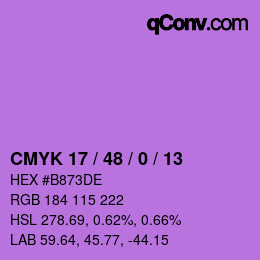 Color code: CMYK 17 / 48 / 0 / 13 | qconv.com