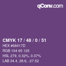 Código de color: CMYK 17 / 48 / 0 / 51 | qconv.com