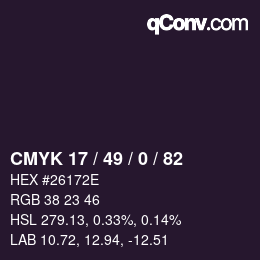 Color code: CMYK 17 / 49 / 0 / 82 | qconv.com