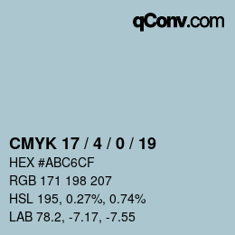 カラーコード: CMYK 17 / 4 / 0 / 19 | qconv.com