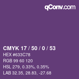 Farbcode: CMYK 17 / 50 / 0 / 53 | qconv.com