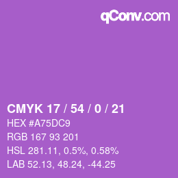 Farbcode: CMYK 17 / 54 / 0 / 21 | qconv.com