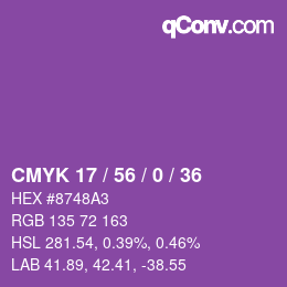 カラーコード: CMYK 17 / 56 / 0 / 36 | qconv.com