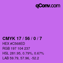 Color code: CMYK 17 / 56 / 0 / 7 | qconv.com